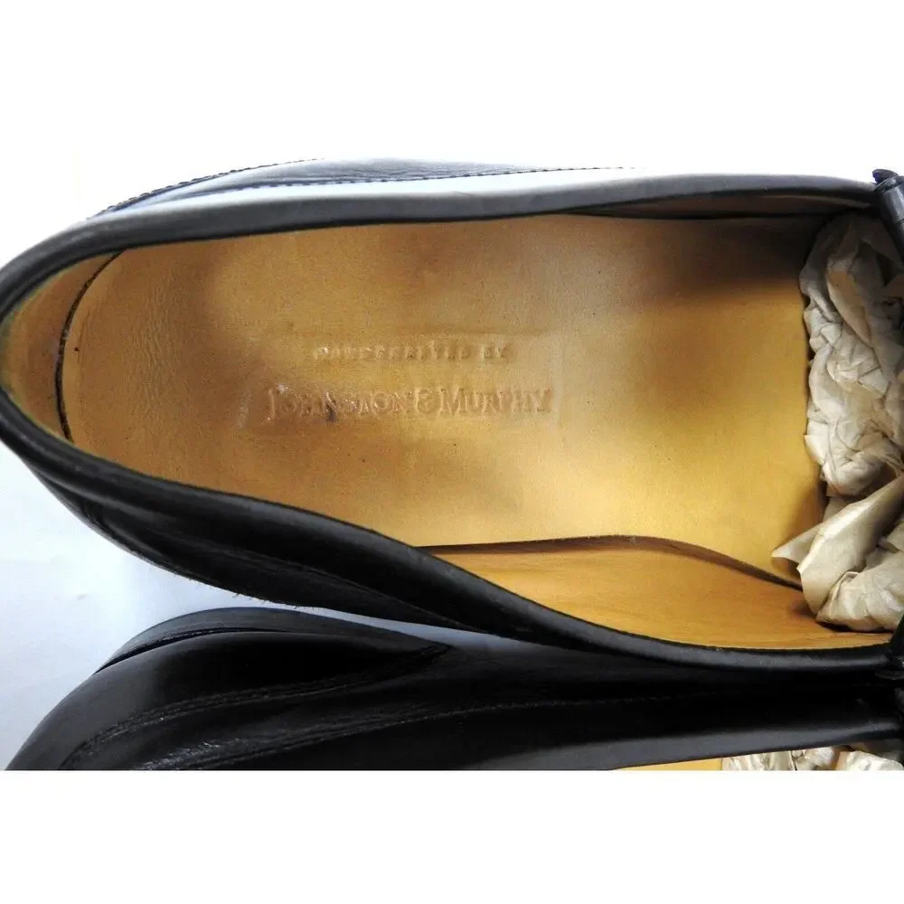 Johnston & Murphy Shoes black Leather loafers tassels Size 9.5 M